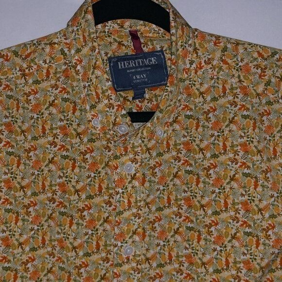 Men's Heritage Fall Leaves Short Sleeve Button Down Shirt - Picture 3 of 7